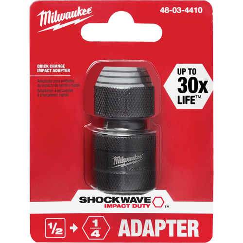 Shockwave Impact Driver Square to Hex Socket Adapter, Impact, 1/4" Drive, 1/2" Socket, 1.875" L FMT Sales Ltd