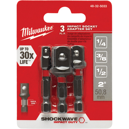 Jeu d'adaptateur de douilles &agrave; chocs Shockwave, 1/4" Prise, Sph&eacute;rique, 1-7/8" lo FMT Sales Ltd