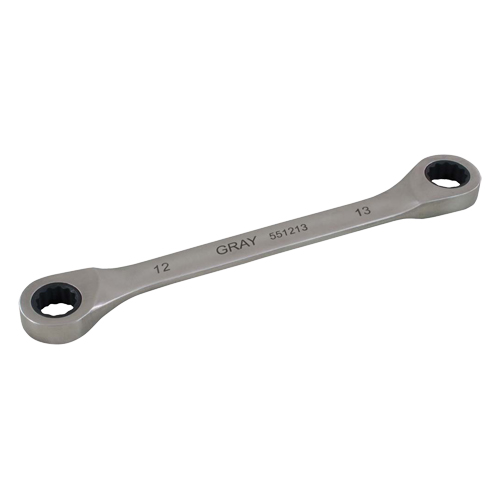 Double Box End Gear Ratcheting Wrench, 12 Point, 8 mm x 9 mm, Plain Finish FMT Sales Ltd