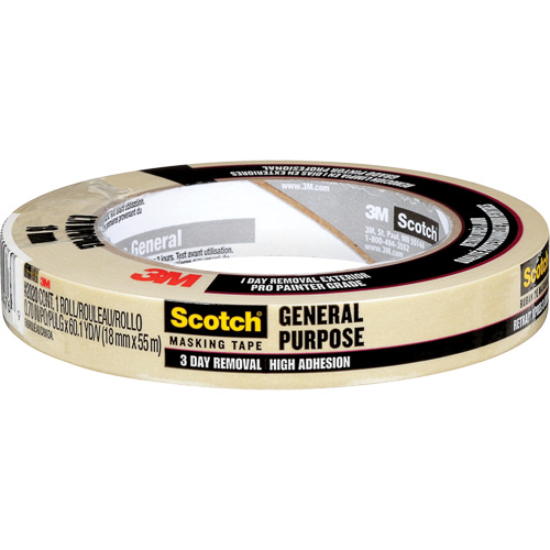 Scotch&reg; Contractor Grade Masking Tape 2020, 18 mm (3/4") x 55 m (180'), Beige FMT Sales Ltd