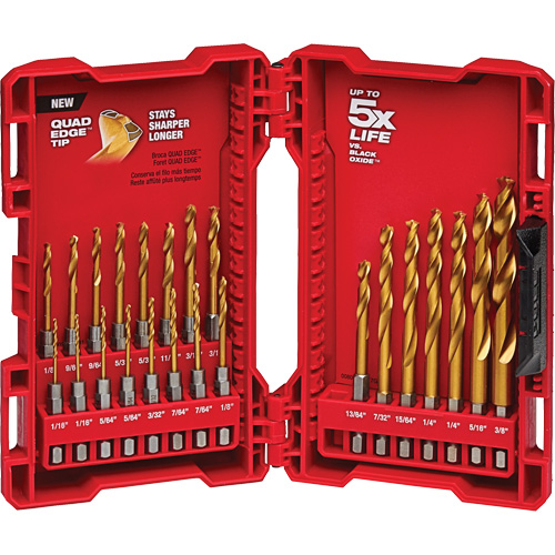 Jeu de forets pour perceuses et cl&eacute;s &agrave; chocs Shockwave, 23 morceaux, Titane FMT Sales Ltd