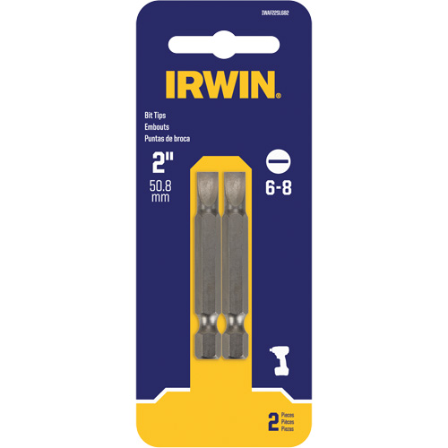 Power Bits, Slot, 6 - 8 Tip, 1/4" Drive Size, 2" Length FMT Sales Ltd