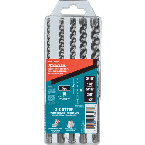 SDS-Plus 3-Cutter Bit Set, 5 Pieces, Carbide FMT Sales Ltd