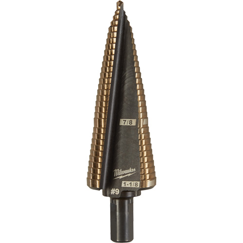 Step Drill Bit, 7/8"/#9 - 1-1/8"/#9 , 1/32" Increments, High Speed Cobalt FMT Sales Ltd