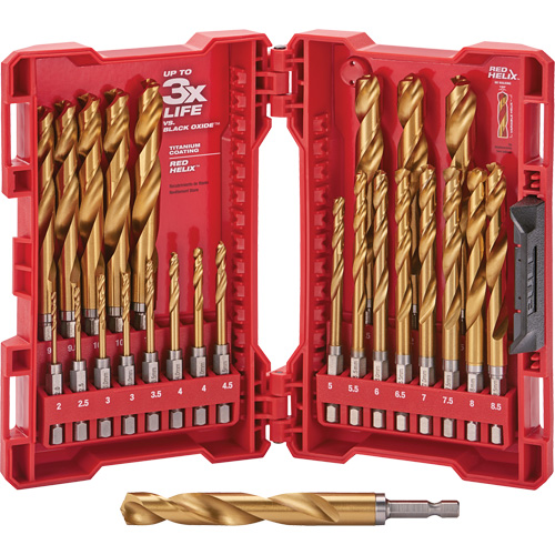 Jeu de forets m&eacute;triques Shockwave Red Helix, 25 morceaux, Titane FMT Sales Ltd