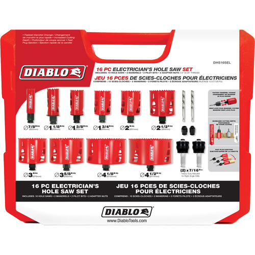 Electrician's Bi-Metal Hole Saw Set, 16 Pieces FMT Sales Ltd