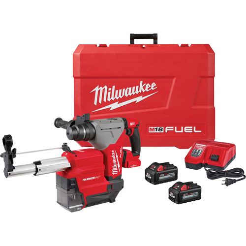 Marteau rotatif M18 Fuel SDS Plus avec ensemble d&eacute;poussi&eacute;reur Hammervac, 18 V, 1-1/8" - 3", 800 tr/min FMT Sales Ltd