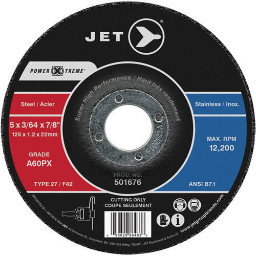 A60PX Power-Xtreme Cut-Off Wheel, 5" x 3/64", 7/8" Arbor, Type 27, 12200 RPM FMT Sales Ltd