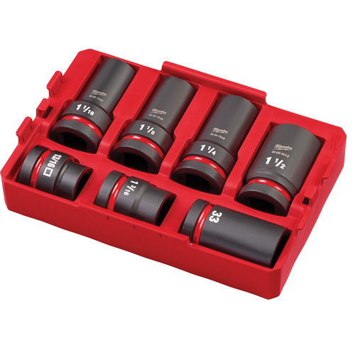 Jeu de douilles SAE & m&eacute;triques Packout Shockwave Impact Duty pour l'entrtien de roues, 7 Morceaux, Prise de 1" FMT Sales Ltd