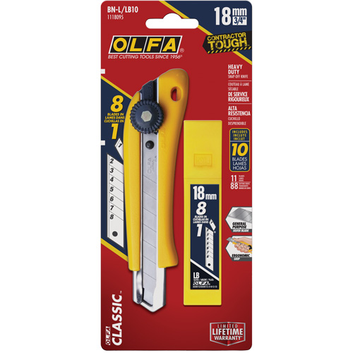 Couteau utilitaire robuste avec lames de rechange, 18 mm, Lame Acier inoxydable FMT Sales Ltd