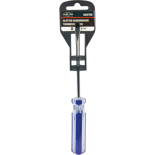 Tournevis &agrave; fente bleu transparent avec bandes, Tige de 3/16", Ronde, Prise en Plastique FMT Sales Ltd