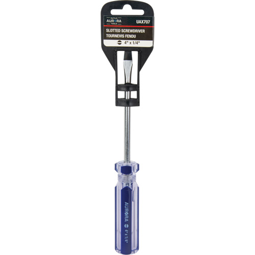 Tournevis &agrave; fente bleu transparent avec bandes, Tige de 1/4", Ronde, Prise en Plastique FMT Sales Ltd