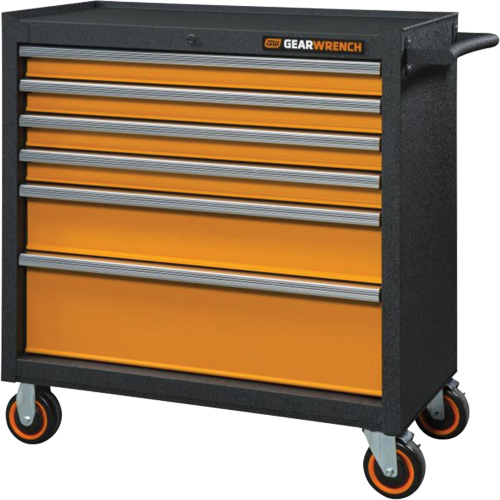 Armoire roulante pour outils s&eacute;rie GSX, 6 tiroirs, 36" la x 18-1/5" p x 37-2/5" h, Noir/Orange FMT Sales Ltd