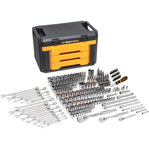 Jeu d'outils pour m&eacute;canicien &agrave; 12 pans dans boîte de rangement &agrave; trois tiroirs FMT Sales Ltd