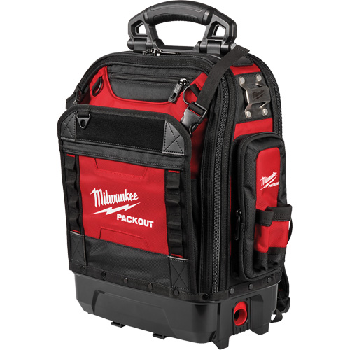 PackOut Structured Backpack, 9-1/2" L x 18" W, Black/Red, Polyester FMT Sales Ltd