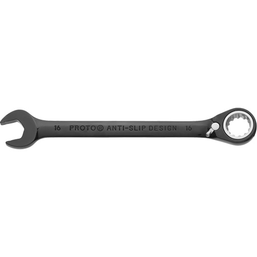 Metric Spline Combination Reversible Ratcheting Wrench, Black/Chrome Finish FMT Sales Ltd
