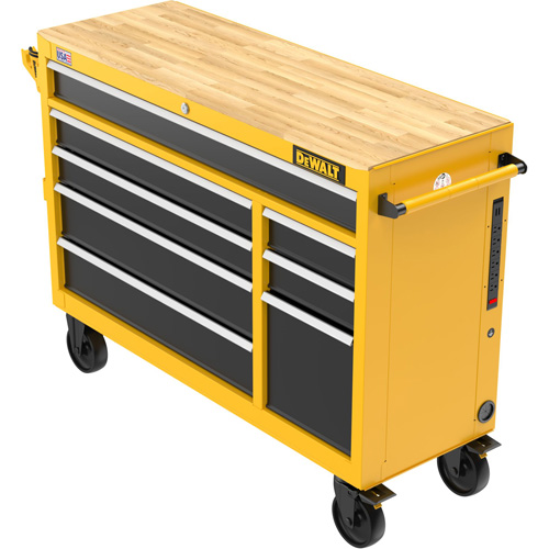 Postes de travail industriel mobile, 8 tiroirs, 52" la x Jaune FMT Sales Ltd