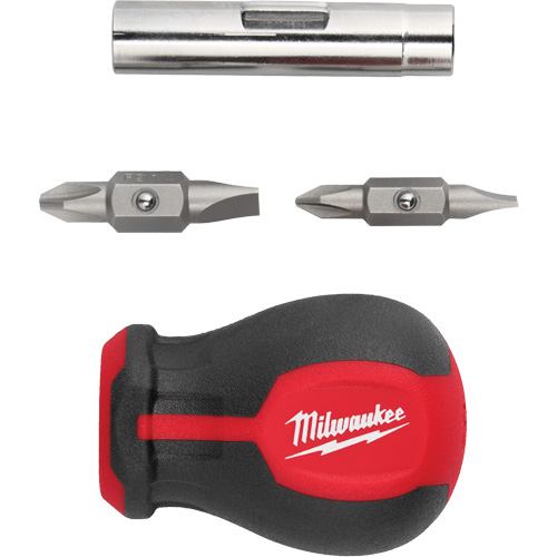 6-in-1 Stubby Multi-Bit Screwdriver, 3" L, Cushion Grip Handle FMT Sales Ltd