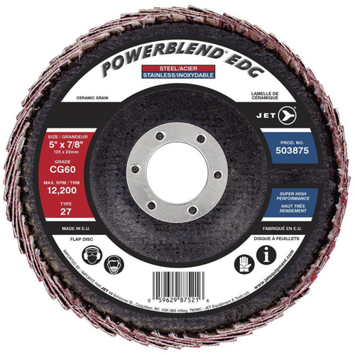 POWERBLEND EDG Curved Edge Flap Disc, 5" x 7/8", Type 27, CG60 Grit, Ceramic FMT Sales Ltd