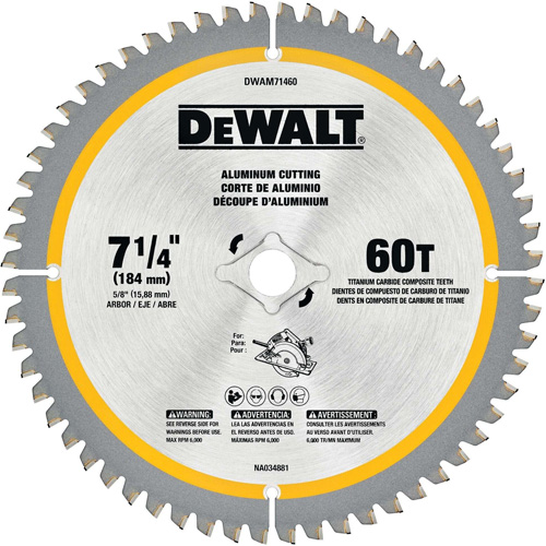 Lame circulaire en acier avec pointes en carbure de tungst&egrave;ne, 7-1/4", 60 dents, Pour Non ferre FMT Sales Ltd