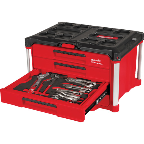 64-Piece Hand Tool Set with PACKOUT 4 Drawer Tool Box, 16-3/10" x 22-1/5" x 14-3/10", Black/Red FMT Sales Ltd