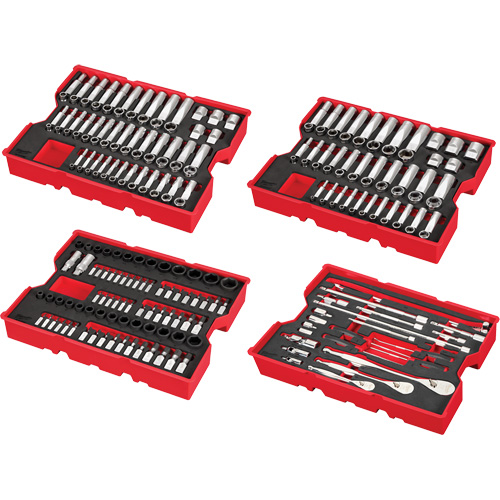 Metric & SAE Ratchet & Socket Set with Trays for PACKOUT Drawers, 242 Pcs, Impact, 1/4"/3/8"/1/2" Drive Size, Deep FMT Sales Ltd