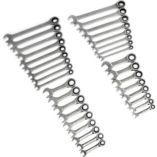 Jeu de cl&eacute;s courtes & standards &agrave; 12 pans et 72 dents, Combinaison &agrave; cliquet, 34 morceaux, Imp&eacute;rial et m&eacute;trique FMT Sales Ltd