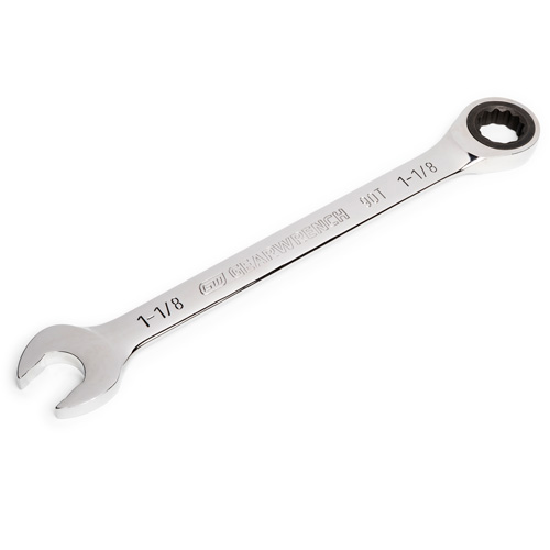 90-Tooth Ratcheting Combination Wrench, 12 Point, 1-1/8", Chrome Finish FMT Sales Ltd