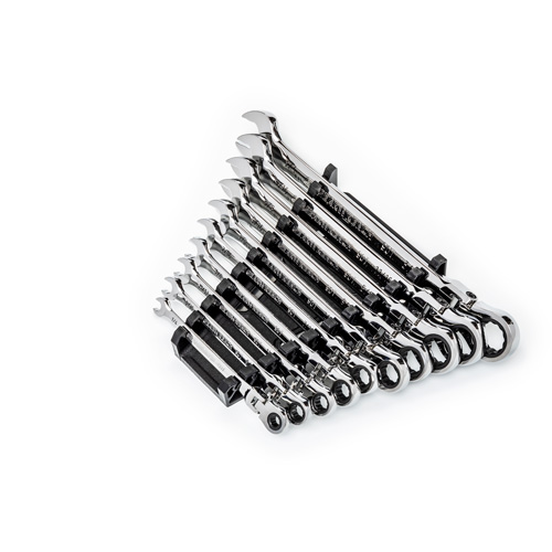 90-Tooth 12 Point SAE Wrench Set, Flex Head/Ratcheting Combination, 10 Pieces, Imperial FMT Sales Ltd