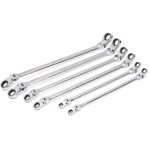 Jeu de cl&eacute;s &agrave; cliquet double m&eacute;triques &agrave; 12 pans et 90 dents Gearbox, T&ecirc;te articul&eacute;e, 6 morceaux, M&eacute;trique FMT Sales Ltd