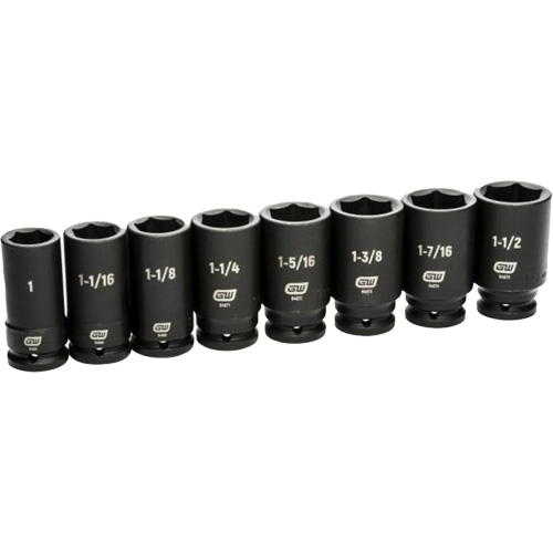 Jeu de douilles SAE &agrave; 6 pans, 8 Mcx, Chocs, Prise de 3/4", Profond FMT Sales Ltd