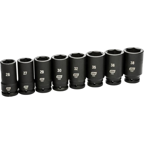 Jeu de douilles SAE &agrave; 6 pans, 8 Mcx, Chocs, Prise de 3/4", Profond FMT Sales Ltd