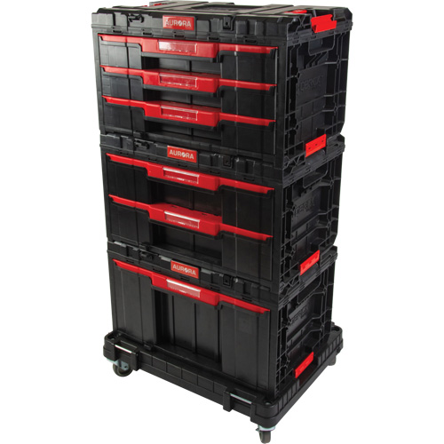Ensemble de coffres &agrave; outils Arx de 4 morceaux avec socle &agrave; roulettes pivotantes, 23-1/10" x 15" x 22-1/2", Noir FMT Sales Ltd