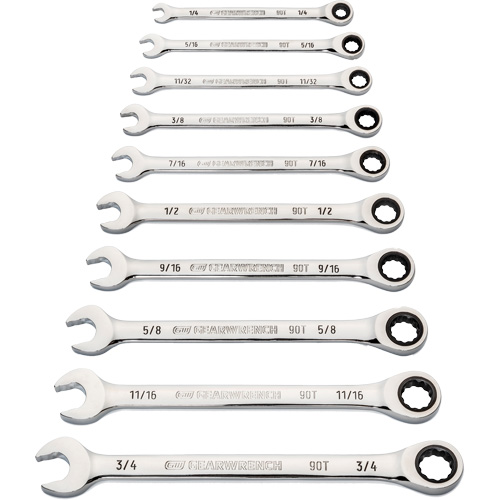 Jeu de cl&eacute;s &agrave; 12 pans et 90 dents, Combinaison &agrave; cliquet, 10 morceaux, Imp&eacute;rial FMT Sales Ltd