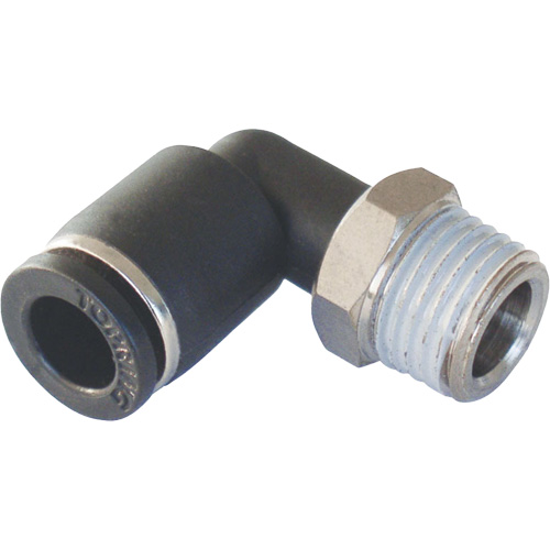 Adaptateur coude m&acirc;le NPT MAXFIT &agrave; raccord instantan&eacute; (push-to-connect), 3/8" x 1/2" dia., Polym&egrave;re PBT FMT Sales Ltd