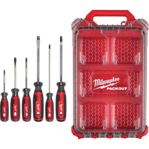 Cushion Grip Screwdrivers Set with PACKOUT Low-Profile Compact Organizer, 6 Pcs. FMT Sales Ltd