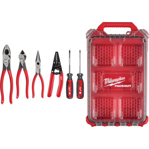 Dipped Grip Pliers, Wire Stripper & Cushion Grip Screwdrivers Set with PACKOUT Organizer FMT Sales Ltd