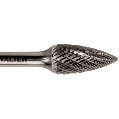 Double Cut Tapered Burr, SG-5, 1/2" Dia., 1/4" Shank, 1" Depth of Cut FMT Sales Ltd