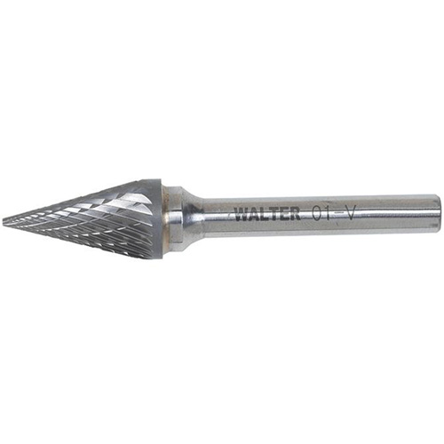 Double Cut Conical Carbide Burr, 1/2" Dia., 1/4" Shank, 7/8" Depth of Cut FMT Sales Ltd