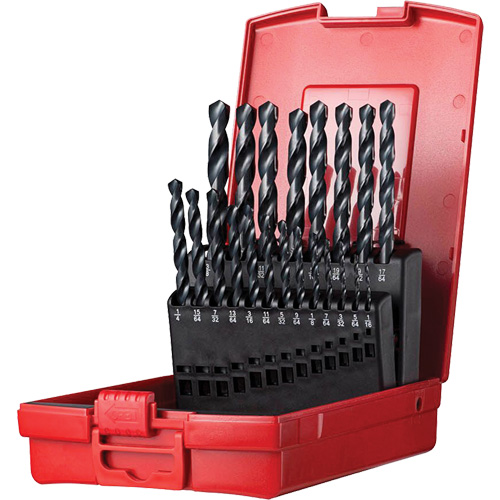 Jeu de forets s&eacute;rie courte combin&eacute;s robustes, 19 morceaux, Acier rapide FMT Sales Ltd
