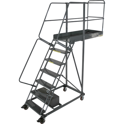 Cantilever Rolling Ladders, Unsupported, 9 Steps, 14" Platform Depth, 90" Platform Height FMT Sales Ltd