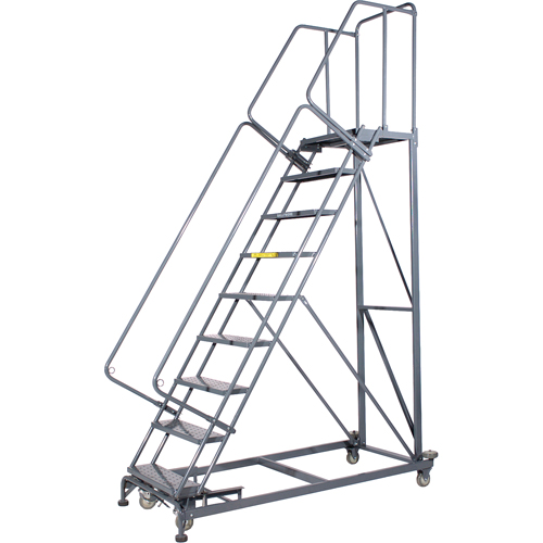 Monster Rolling Ladders, 9 Steps, 24" Step Width, 90" Platform Height, Steel FMT Sales Ltd