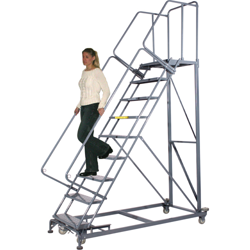 Heavy-Duty Stairway Slope Ladders, 10 Steps, Perforated, 50° Incline, 100" High FMT Sales Ltd