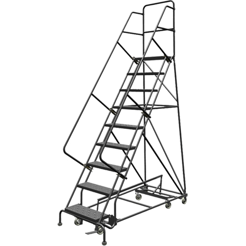 All Directional Rolling Ladder, 9 Steps, 24" Step Width, 90" Platform Height, Steel FMT Sales Ltd