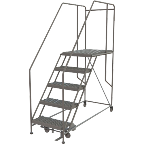 Mobile Work Platform, Steel, 5 Steps, 50" H, 35" D, 24" Step, Serrated FMT Sales Ltd