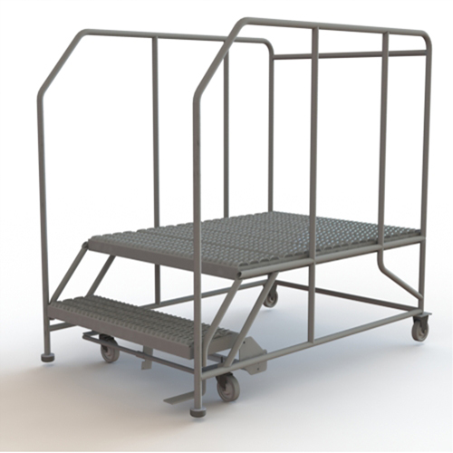 Plateforme de travail mobile, Acier, 2 Marches, 20" ha, 48" p, 36" Marche, Stri&eacute; FMT Sales Ltd