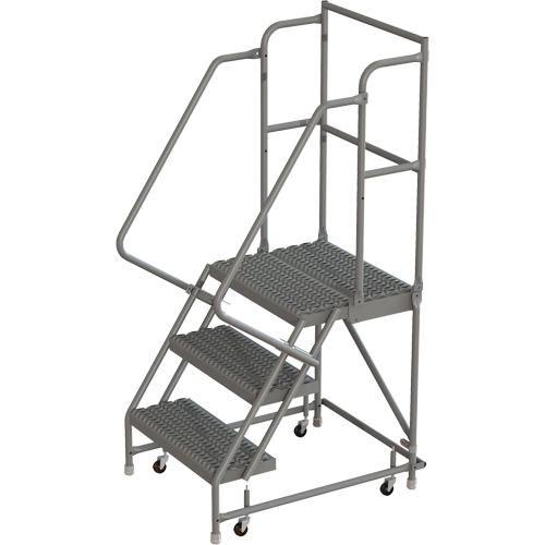 Deep Top Step Rolling Ladder, 3 Steps, 24" Step Width, 30" Platform Height, Steel FMT Sales Ltd