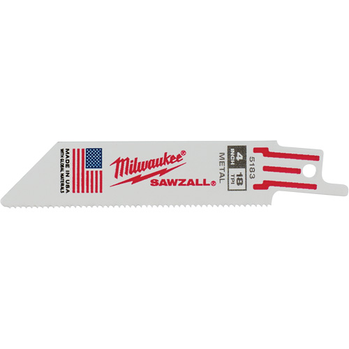 Lame de scie alternative Sawzall, Bim&eacute;tal, 18 Dents par pouce, 4" lo x 3/4" la FMT Sales Ltd