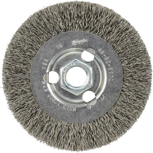 Crimped Wire Wheel, 4" Dia., 0.12" Fill, 5/8"-11 Arbor FMT Sales Ltd