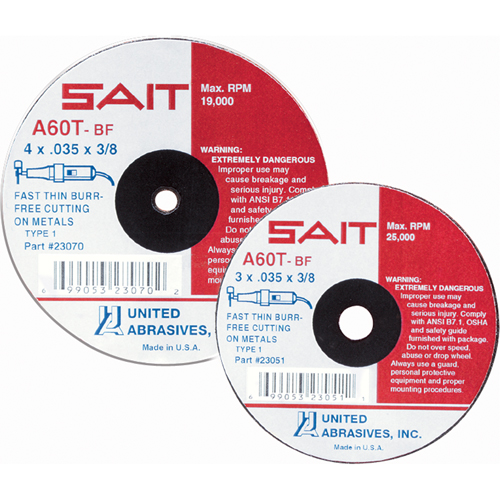 Cut-Off Wheel, 5" x 0.045", 7/8" Arbor, Type 27, Aluminum Oxide/Ceramic, 12200 RPM FMT Sales Ltd